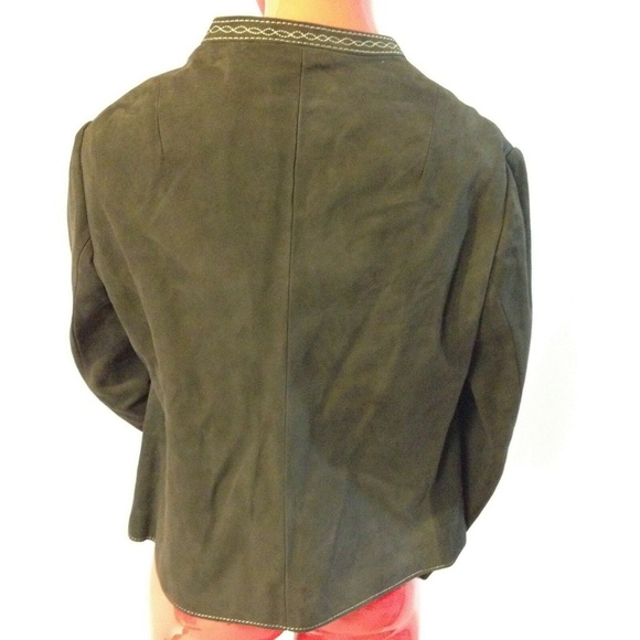 Womens Leather Blazer Brown  Embroidered Germany - Picture 4 of 5